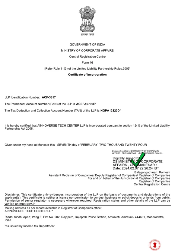 Certificate of Incorporation